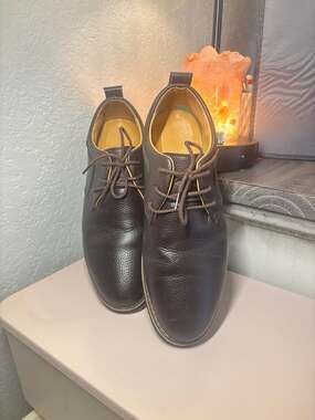 S-2: KZL Brown Pebbled Leather Lace-Up Oxford Dress Shoes